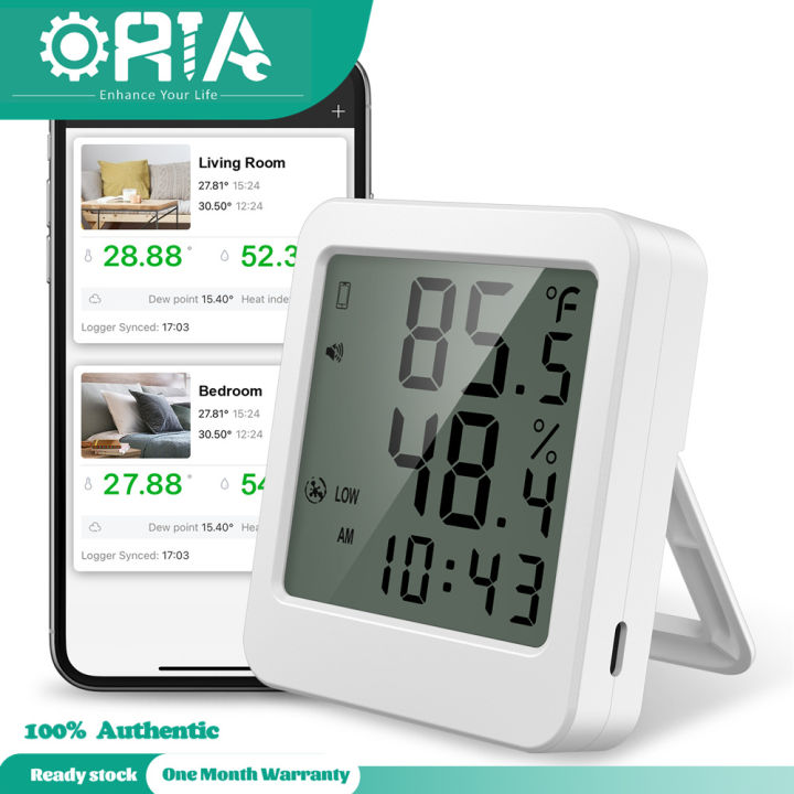 ORIA Hygrometer Thermometer with Clock Bluetooth Temperature Humidity