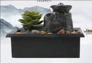Tabletop Meditation Fountain 4 Tiered Waterfall Fountain with Lights Indoor Relaxation Therapy Power Switch Desktop Fountains