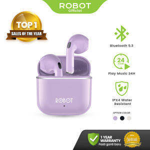 Gamen x Robot TWS Wireless Earphone Airbuds T50S Original BT 5.3 True Wireless Headset Bluetooth Earbuds IPX4 WaterProof Original - Garansi 1 Tahun