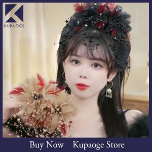 [Kupaoge] กิ๊บติดผมไข่มุกขนนกหรูหราแฟชั่นสำหรับผู้หญิงอุปกรณ์ตกแต่งผม