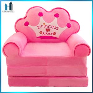 【Homelements】 Cartoon Foldable Kids Sofa with Backrest Armrests Children Folding Couch Sofa Bed for Bedroom Living Room Playroom