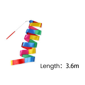AUK. 2m/3.6m Colorful Dance Ribbon Art Gymnastic Gym Ribbons Ballet Streamer Twirling Rod Stick For Training