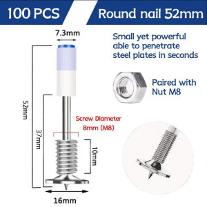 600pcs Round Nail Gun Rivet Gun Bullet Nail Gun Concrete Fire Nail Gun Ceiling Round Nail 25mm Artifact Nail Paku Tembak