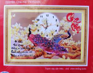 Tranh thêu chữ thập đồng hồ Cha mẹ 222789 (chưa thêu)