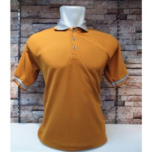 Kaos kerah FO Kombinasi Polos lengan pendek warna MUSTARD / kaos kerah seragam premium / kaos kerah lengan pendek FO Kombinasi List - KUNING KUNYIT KOMBINASI