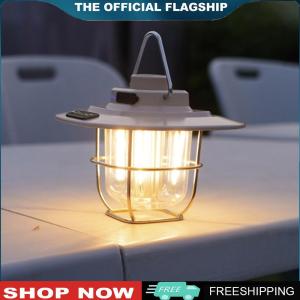[ZENLEA6]Rechargeable LED Camping Lantern with Dimmable Brightness Vintage Design and Hook for Outdoor Use