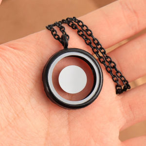 Personalized  Round Locket Pendant Necklace 30mm Glossy  Clear Glass Living Memory Floating Charms Stone Storage