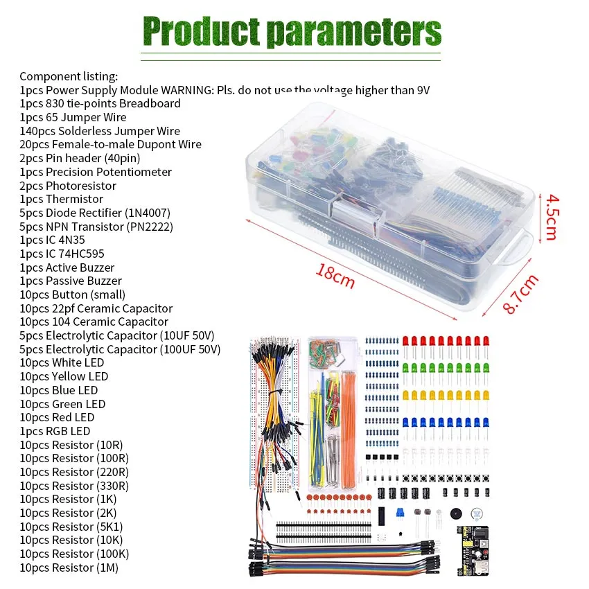 830 Breadboard Cable Resistor Electronic Component Starter Kit For Arduino  