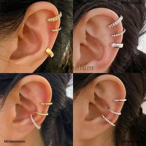 [COD] Millennium 3pcs thời trang tinh tế Zircon dễ thương ear Clips pha lê Ear Cuff không Bông tai giả sụn ear clip cho phụ nữ đồ trang sức