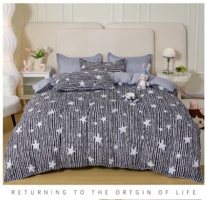 MAKAPAL TELA--4 in 1 set Abstract Geometric Premium Bedding GM001 Flat Design Bedsheet Pillowcase Duvet Case QUEEN OR Double Size 999 4001