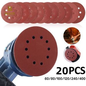 50pcs 5 Inch 125mm Round Sandpaper Eight Hole Disk Sand Sheets 60-400 Grit Sanding Polishing