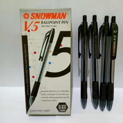 AlQolam SELUSIN ( 12 PCS ) Pulpen Snowman V5 0.7 MM Ballpoint Pen Snowman V-5 0.7Mm