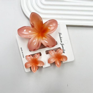 YYLINGX 3Pcs/Set Plumeria Flower Hair Claws Gradient Acrylic Hawaiian Flower Hair Clip Colorful Hair Accessories Beach