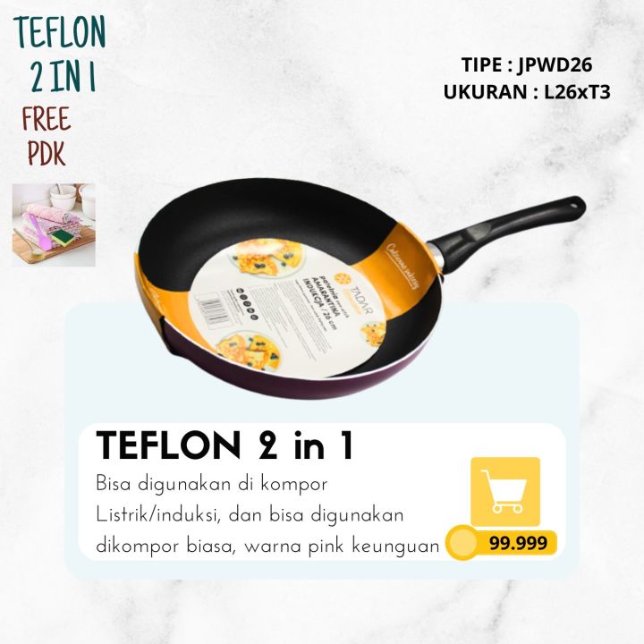 TEFLON JPWD 2 IN 1/ANTI LENGKET/BAHAN GRANIT Mudah digunakan  Masak  Keramik  Pink  Kitchenware