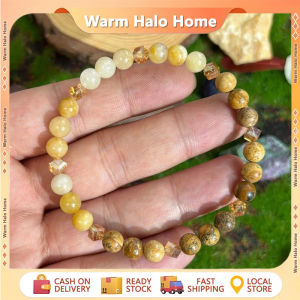Bohemian Natural Citrine Stone Beaded Bracelet Natural Yellow Crystal Beaded Bracelet Jewelry Promotes Abundance Lucky Bracelet