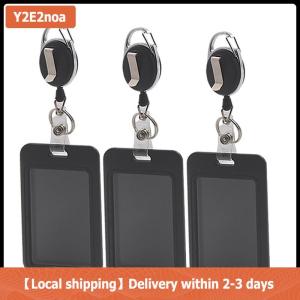 【Local shipping】 Stylish Simple Document Card Holder For Women Men High Quality Retractable Sliding Cover Card Holder Bus Card ID Card Holder