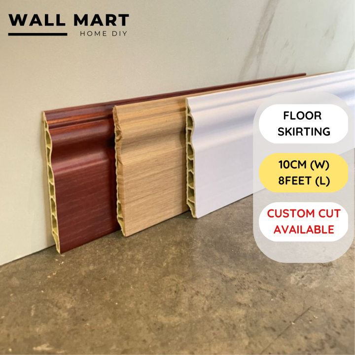 【Ready Stock】Flooring skirting PVC 10cm 8feet length SPC vinyl flooring skirting lantai | Lazada