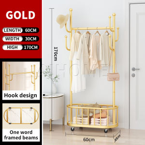 Movable Clothes Rack With Wheels Bedroom Floor Hanger Nordic Light Luxury Home Room Coat Rack