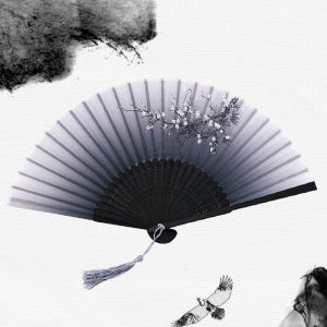 Chinese Style Silk Willow Leaves Fan Vintage Pocket Hand Held Fan Silk Folding Fan