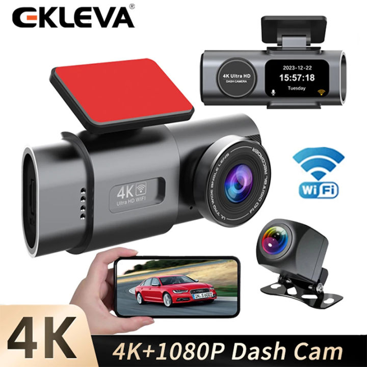 EKLEVA Dash Cam UHD 4K+1080P Dual Lens Car Recorders With WiFi HD IR ...