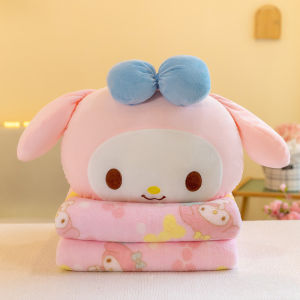 2 IN 1 Office Blanket Pillow Sanrio Melody Kuromi Pillow Blanket Dual-use Nap Car Interior Blanket for Kids Girls Gift