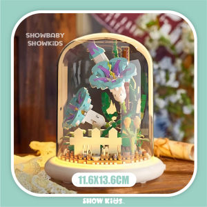 ตัวต่อดอกไม้ DIY บล็อกตัวต่อดอกไม้ ตัวต่อ ดอกไม้ DIY ดอกทานตะวัน พร้อมฝาครอบ ดอกลิลลี่สีขาว ดอกคาร์เนชั่น