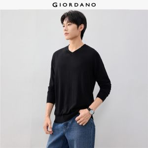Giordano Beau Monde Men Solid color v-neck sweater Free Shipping 13056983