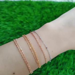 GELANG TANGAN RANTAI JEDAR KOMBI NORI +1 BEL / GELANG PERAK ASLI SILVER 925 LAPIS EMAS/ GELANG FASHION WANITA TERBARU