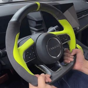 Kaly For LYNK&CO 01 02 03 Car accessories DIY Hand Stitched black nonslip wear resistant Genuine Leather Car Steering Wheel Cover Q8H3K