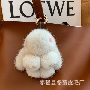 Mink fur plush cute internet-famous rabbit pendant womens backpack doll fashionable fur car keychain bag charm