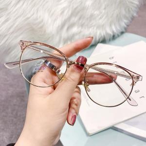 WE Kacamata Anti Blue Light Anti Radiasi Blueray Premium Gaya Korea Bentuk Bulat Oval Bahan Metal untuk Pria dan Wanita K20