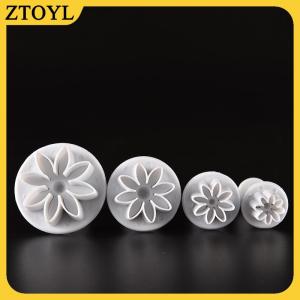ZTOYL 4x khuôn bánh ngọt Kẹo mềm trang trí Sugarcraft khuôn bánh quy Máy cắt hoa cúc
