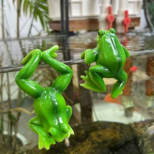 CEMOMEF Cartoon Small Frog Figurine Set Handicraft Resin Crafts Frog Hanging Flower Pot Durable Cute Animal Statue For Office Outdoor Plant Decor