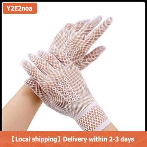 【Local shipping】 1 Pair Hot Sale Fishnet Mesh Glove Fashion Women Lady Girl Glove Protection Lace Elegant Lady Style Gloves Black And White