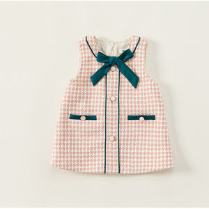 Kids Polyester Sleeveless Dress Summer Butterfly Bow Dress 1-5Years Old