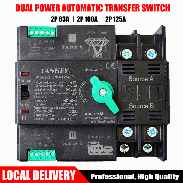 Din Rail 2P ATS Dual Power Automatic Transfer Switch Electrical ...