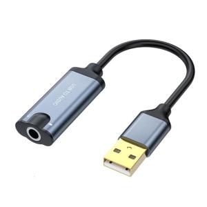 ชุดหูฟังสเตอริโอภายนอกพร้อมพอร์ตไมโครโฟน USB อะแดปเตอร์เครื่องเสียง3.5มม. เสียง USB สำหรับคอมพิวเตอร์ตั้งโต๊ะแล็ปท็อป