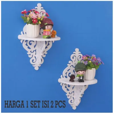 Rak Dinding Vintage Tempel Decorative Shabby Chic 1 Set Isi 2 dan rak set 3 pcs