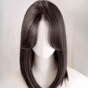 Female Wig Points Long Straight Hair Inside Buckle Full Head Set Round Face Temperament Shoulder-length Short Straight Collarbone Hair