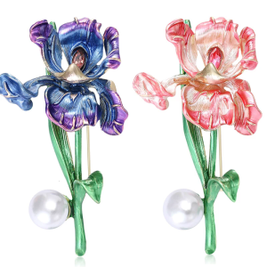 Elegant Irises Brooch Handcrafted Enamel Artwork Multipurpose Accessory For Coat Scarf Hat Decoration Thoughtful Present