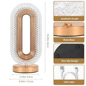 3 Color LED Crystal Night Lamp Dimmable Rechargeable USB Touch Table Light Elegant For Gift Home Deco