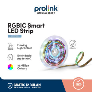 Prolink Smart Lampu LED Light Strip 5M + Adaptor | RGBWW IoT WiFi BT to Decorate House Kitchen Gaming PC 5Meter