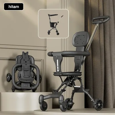 BEIGE Stroller Bayi Lipat 2 Arah Muatan 60kg Ringan Mudah Dibawa