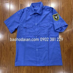 Áo đồng phục bảo vệ sơ mi vải kate mỹ ngắn tay kèm logo