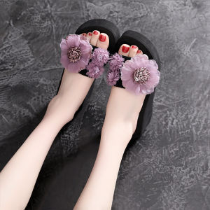 [Free Shipping] Korean-Style Bohemian Flip-Flops For Women Fashionable Outdoor Sandals Platform Thick-Soled Wedge Beach Shoes