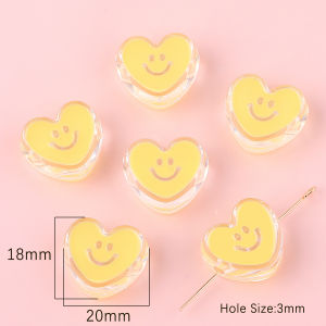 4Pcs Acrylic Heart Spacer Beads Five-pointed Star Round Smile Beads for Jewelry Making DIY Bracelet Necklace Handmade Accessories