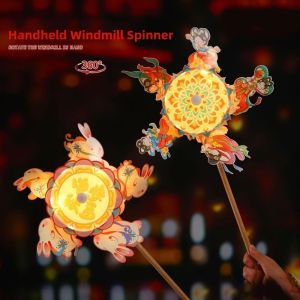 J2UQR3 ให้สว่างขึ้น โคมไฟกังหันลมหมุน จีน-ชิค กระเป๋าวัสดุ DIY โคมไฟกลางฤดูใบไม้ร่วง น่ารัก ตกแต่งงานปาร์ตี้ โคมไฟกังหันลมกระต่าย ของขวัญวันหยุด