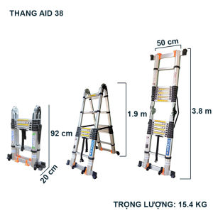 Thang nhôm rút đôi có bánh xe di chuyển tiện lợi thanh giằn gia cố đảm bảo an toàn khóa thang 2 lớp - NIKITA AID