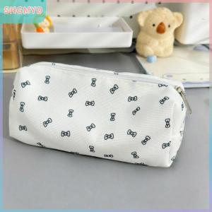 【SHGMYD】 กระเป๋าดินสอผ้าใบผูกโบว์ลายการ์ตูนอาหารผลไม้กระเป๋าเก็บของโรงเรียนอุปกรณ์เครื่องเขียนนักเรียนกระเป๋าเก็บอุปกรณ์ออกแบบให้ทันสมัย