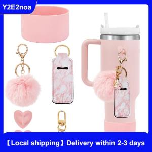 【Local shipping】 6pcs Accessories Set Water Bottle Boots Cover Mini Hooks Lipstick Sleeve Pouch Pom Daisy Charm Keychain For Stanley Tumbler